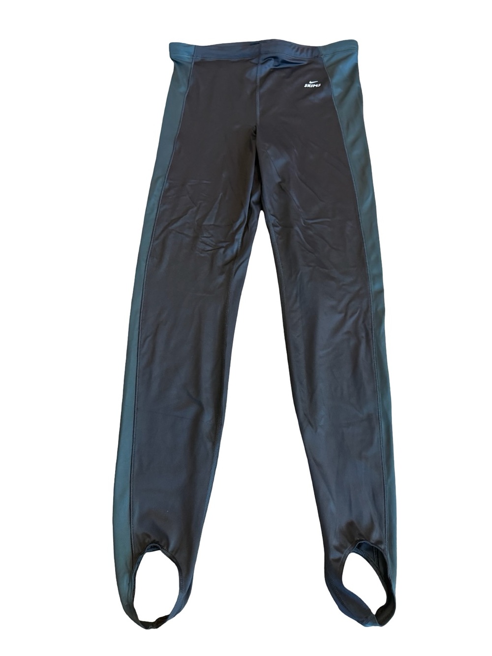 NikeSKIMS Obsidian Teal Colorblock Stirrup Leggings Shine Yoga Large Women's NWT